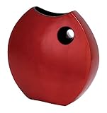 Deco 79 Ceramic Lacquer Vase, 14 by 14-Inch, Red [並行輸入品]