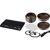 アイリスオーヤマ IHクッキングヒーター 2口 ブラック IHK-W1-B-E+【Amazon.co.jp限定】アイリスオーヤマ 鍋 フライパン セット 「ダイヤモンドコートパン」 取っ手の取れる I