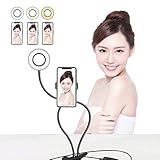 【5日18時から】NN.ORANIE 自撮り LED リングライト 自撮りスタンド リップ式 10段階調光 高度調節 360度回転可 3モー