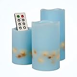 Youngerbabyシェルフレイムレスキャンドル電池式キャンドル4 " 5 " 6のセット3マルチカラーRealワックスピラーLEDキャンドルwith 8-keyでリモート制御4 / 8-hours