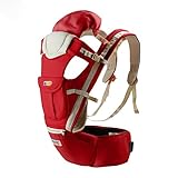 Sawors多機能 抱っこひも ポリエステル 抱っこ紐 新生児 赤ちゃん ベビーキャリア 3 WAY　5通り おんぶ紐　つかれにくい腰ベルトタイプ　レッド