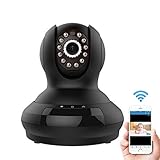 ネットワークカメラ　ベビーモニター　720P　100万画素　見守り　子育て応援アイテム　スマホ/パソコン/タブレット対応　SDカードで録画　暗視撮影　マイク内蔵　日本語説明書付き　(FSK-368ブラ