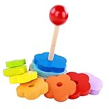 MagiDealレインボータワー木製スタックFoldingパズル教育玩具幼児用子供用