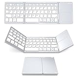 折りたたみ ブルートゥース キーボード タッチパッド付き ポータブル ワイヤレス キーボード スタンド ホルダー付き 超スリム ポケット 折りたたみキーボード 充電式 Android Windows iOS タブレット＆ノートパソコン用 (グレー) (1)