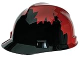 MSA 10082233 Slotted V-Gard Polyethylene Cap with Fas Trac III Suspension, Black with Red Maple Leaf