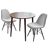 タンスのゲン 【ダイニングテーブル 円形 ＋ イームズチェア 2脚 セット 】 2人用 80cm 円卓 天然木 カントリー 北欧 グレー 11719211 GY