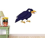 Wallmonkeys WM167067 Happy Raven Cartoon Peel and Stick Wall Decals (12 in W x 8 in H) [並行輸入品]