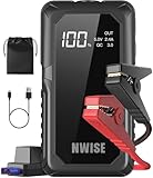 NWISE ジャンプスターター 2000Aピーク電流 大容量 12V 車用エンジンスターター モバイルバッテリー LEDライト搭載 日本語取扱説明書 PSE認証