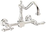 Kingston Brass KS1241ALBS 8 Inch Center Spread Wall Mounted Kitchen Faucet with Metal Side Sprayer, 