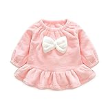 Karchi 子供服 ボトムシャツ 長袖 ドレスの裾　可愛い ドレス暖かい お姫様 女の子 誕生日 入園式 秋冬 3色選べる 安値 ルームウェア 蝶結び ミニオン仮装 パーティー お出かけ着 普段着 