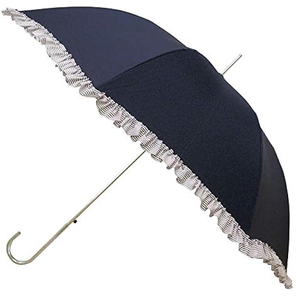 Amazon Co Jp ピンクトリック 日傘 ネイビー 50cm ボーダーフリル 5本骨 ホーム キッチン