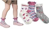 （ Angel Kids ） ハート模様 ベビー キッズ 靴下 3足セット 滑り止め付き 女の子 (12-15㎝) …