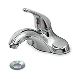 Everflowバスルーム蛇口シングルレバー単一ループソリッドハンドルクロームメッキ仕上げ17345、ステンレススチールボールコントロール真鍮のポップ/ Up鉛フリーConstruction