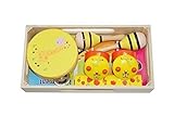 Bilipala Baby Music Toys, Wooden Maraca, harmonica, tambourine and castanets [並行輸入品]