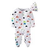 (ビッグエレファント) Big Elephant 2点セット前開き男の子長袖ロンパーススリープウェアボディスーツ+帽子 K01 (12-18ヶ月)