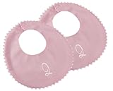 Princess Linens Garden Pique Bib, - Baby Pink with White Rick Rack Trim-Q by Princess Linens