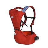 抱っこひも 赤ちゃん用抱っこ紐 ベビーキャリー おんぶもできる lanova 軽量 防寒 (簡単装着 幅広腰ベルト 通気性よい) オレンジ