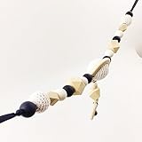 ベビーカーチェーン 歯固め ママ授乳ジュエリー 木製?がらがら?ベル シリコンビーズ 赤ちゃんのおもちゃ【木育 安全 無味】濃紺 ワイト