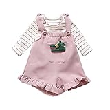 Cutelove　Tシャツ+サロペット2点セット　ストライプ　長袖　綿　女の子　ベビー　ガールズ　赤ちゃん　幼児　ベビー服　春　秋　可愛い　ファッション　素敵　カジュアル　普段着　韓国　2色