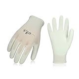 Vgo PUコート ウレタン 背抜き ガーデニング 作業手袋 15双入 (Color:White and Black Size: 9/L)