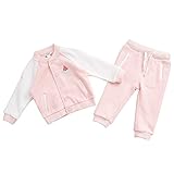 Marc janie赤ちゃん幼児2 Piece Fleece Baseball Jacket And Jogger Set カラー: ピンク