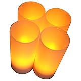 High Quality LED Battery Operated Rechargeable Tea Lights, Amber, 4-Pack