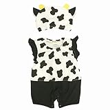 ロンパース ベビー 女の子 男の子 なりきり 衣装 半袖 帽子付き カバーオール うし うし-3168 70cm