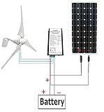 ECO-WORTHY 12V/24V 400 W風力発電機+12V 100 W単結晶ソーラーパネル+MC4 コネクター配線　L04WTG400-12M100-1