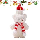 クリスマス ベア、クリスマス ベアのぬいぐるみ - クリスマスクマのぬいぐるみぬいぐるみかわいい茶色の白いクマのスカーフ | 6.3インチのソフトぬいぐるみホームデコレーションケーキトッパーパーティー用品誕生日新年フェスティバル用