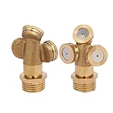 uxcell ミストノズル　霧ノズル　ゴールド　農業用　高圧力　三つのヘッド　オリフィス直径1.2mm　オスネジ　2個入り