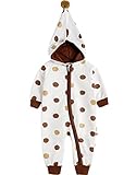 [Vaenait Baby]100%綿ベビー服ロンパースつなぎ肌着カバーオールフード付きPompom Brown L