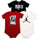 NIKE(ナイキ)エア・ジョーダン 赤x白x黒JORDANフォトグラフィー半袖ボディスーツ3枚セット (6-9months（身長約70-75cm）) [並行輸入品]