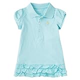 ラルフローレン 半袖 パフスリーブ ワンピース&ブルマ Ruffled polo dress & bloomer ベビー 襟付き ポニー 女の子 (サイズ：9m、カラー：Island aqua） Po