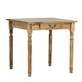 arne カフェテーブル 2人用 アンティーク調 ダイニングテーブル arc 75T 幅75cm 天然木製 引出し付き 正方形 角型