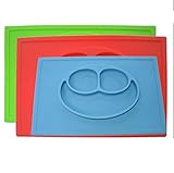 Kukeベビー食器ハッピーマットランチプレートランチ皿子供用　シリコンミニマット　キッズ食事マット　ベビー テーブルマット　離乳食　ぴったり吸着 丸洗い 滑り止め　 　　三点セット