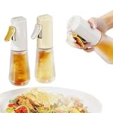 KPOCKED 調理用オイルスプレー 280ml ガラスオリーブオイルスプレーボトル 溝付き滑り止めデザイン キッチンガジェットアクセサリー サラダ バーベキュー エアフライヤー キッチンベーキング、ロースト用 (ベージュ&サイラー)