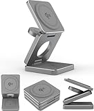 WORLD GADGETS MagChargerQi2 マグセーフ充電器 Qi2対応 折りたたみ式 充電ステーション 最大15W急速給電 iPhone アップルウォッチ AirPods 3台同時充電 (30W以上の電源アダプタをご用意ください)