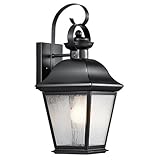 9708BK Mount Vernon 1-Light 17-Inch Outdoor Wall Lantern, Black Finish with Clear Seedy Glass by Kic