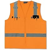 ERB 61210 S414 Class 2 Multi Pocket Surveyor Safety Vest, Orange, X-Large by ERB