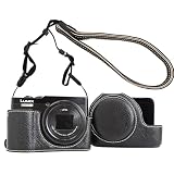 Rieibi TZ99 カメラケース、Panasonic Lumix DC-TZ99/ DC-ZS99デジタルカメラ用PUレザーカメラケース、調節可能なショルダーストラップ付き取り外し可能な保護ケース、ビューティーカバー