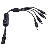 Kabenjee DC 12V 1to4 Yスプリッタブランチインラインスイッチ5.5mmx2.1mmオス - メスDCジャックコネクタDC電源アダプタオン/オフボタン付きLEDストリップコードスイッ