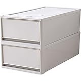 JEJ 収納チェスト ストラ(stora) Mサイズ アイボリー 2個組 幅39×奥行74×高さ22cm STR-74M-2 IV/IV