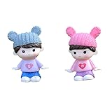 Lovoski マイクロ景観置物　ミニチュア　カップル　2個入り　可愛い　ガーデン装飾品　雑貨　DIY　全2色 - レッド＆ブルー