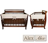 Personalized Embroidered 3pc Trend Lab Crib Wrap Rail Guard Set, Natural by Trend Lab