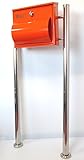 郵便ポスト郵便受けメールボックス大型メール便スタンド型オレンジ色ステンレスポストm092s