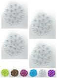 Bathtub安全快適アップリケ、4ピースノンスリップ花図形、カラー選択 4½" x 4½"