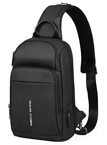 MARK RYDEN ボディバッグ 大容量斜め掛けバッグ 9.7インチIPAD収納可ショルダーバッグ B5サイズ 防水 通学 通勤 （ブラック）