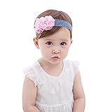 J-LAVIE ベビー キッズ用 かわいいお花デザイン ヘアバンド 新生児 赤ちゃん ベビー ヘアアクセサリー ヘアーバンド 髪飾り 花 ヘッドドレス (ピンク)