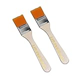SODIAL(R) 2本オレンジ色の枝毛木製ハンドル油絵ペイントブラシ1.2幅