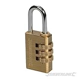 Silverline Combination Brass Padlock 3 Digit Lock Password Security Safety Tool